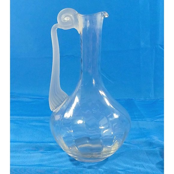 14.5" Lalique Style Art Deco Nouveau Frosted Glass Decanter Bottle Pitcher - Picture 6 of 8